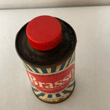 a** Vintage BRASSO Brass Copper Chromium Cleaner  Red White Blue Tin Can Americana Advertising