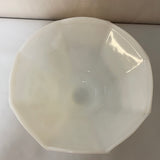 a** Vintage Milk Glass Serving Bowl Dish White Octagon Pedestal Raised Grape & Leaf Design 9.25”