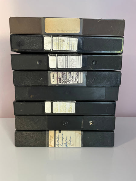 Lot of 8 Black & Brown VHS Video Tape Storage Cases Empty Some w/ Sleeves