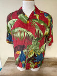 Mens PCI RELAX WEAR Rayon Caribbean Island Camp Medium Palm Tree Parrot Pocket