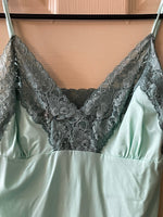 MODA Intl Nylon Lace Trim Camisole Lingerie Sleepware Green Small