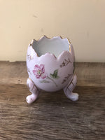 ~ Vintage 1962 INARCO Pink Porcelain Footed Egg Vase Planter Trinket Keepsake Dish