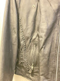 Womens Large Black Leather Motorcycle Riding Jacket by Unik Leather Apparel