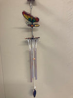 New Stain Glass WIND CHIME Suncatcher Mobile Butterfly