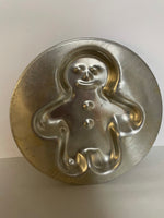 a** Vintage Aluminum Gingerbread Man Cake Bread Jello Mold Pan by Hill Queen
