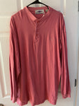 Mens XLarge Pink Long Sleeve Henley Tee Tshirt by Arizona  100% Cotton