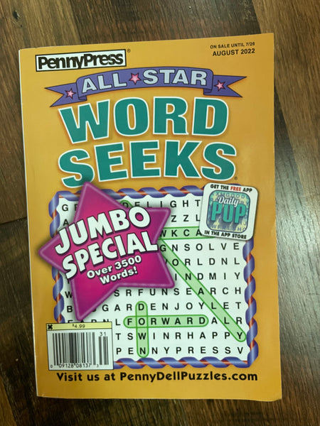 NEW Penny’s All Star Jumbo WORD SEEKS PUZZLE Magazine August 2022 Publication PennyPress