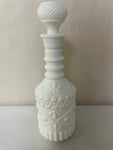 a** Vintage Milk Glass Whiskey Bottle Decanter White Jim Beam w/ Stopper Raised Design