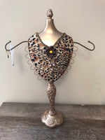 New Beaded Leopard Print Jeweled Figurine Jewelry Necklace Bracelet Organizer Holder Sarna