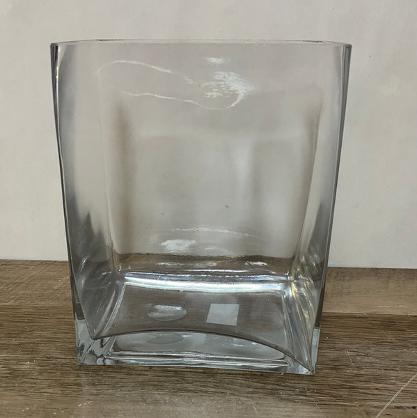 a** Heavy Block 7.75” Vase Vessel Medium Clear Decor