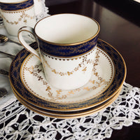 <€€ Vintage China TEA SET Stars On Blue Gold Rim C.B.L. England Retired