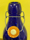 ~ Vintage THATCHERS DAIRY Cobalt Blue Glass Quart Milk Bottle Crownford China 1965 Italy