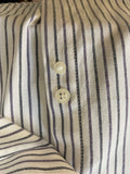 +* Mens XLarge Sz 41 EU Dress Shirt White with Purple & Black Pinstripe Button Down Long Sleeve