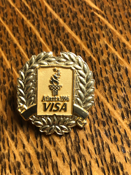 *Vintage 1996 Summer Olympics 100th VISA Atlanta Georgia USA Lapel Hat Pin