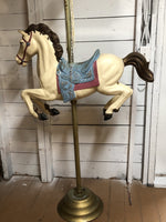 Vintage 6’ Full Size Carousel Horse Amusement Park Ride Brass Pole Stand Blow Mold Blazin 70