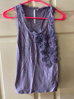 Womens Juniors LAUREN CONRAD XSmall Purple  Sleeveless Tank Top Fuzzy Flowers