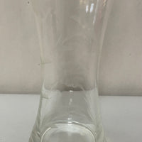 <€ Delicate Clear Glass 8” Bud Vase Etched Frosted Design Decor Damaged