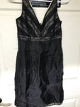 Womens Sz 0P Petites ANN TAYLOR Black Silk Dress Sheer Cocktail Party Lined