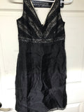 Womens Sz 0P Petites ANN TAYLOR Black Silk Dress Sheer Cocktail Party Lined