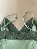 MODA Intl Nylon Lace Trim Camisole Lingerie Sleepware Green Small