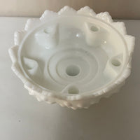 a** Vintage Milk Glass Vase Planter White Pedestal 6 Candle Holder Flower Frog Hobnail