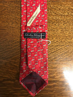 *Mens SALVATORE FERAGAMO Italy Silk Red Elephant with Butterfly Net Neckware Tie  Necktie