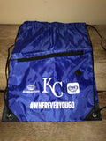 KC Kansas City Fox Sports Royal Blue Drawstring Bag Backpack Nylon Baseball