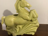 a*€ Vintage PLANTER Stanford Pottery Art Deco Rearing Horse Lime Green MCM