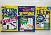 NEW Set/3 Dell’s & PennyPress Easy Crosswords &  Word Seeks Puzzles Jumbo Issue 2022 & 2023