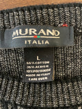 Mens MURANO Italy Black Gray Cotton Blend Sweater Long Sleeve Sz Large