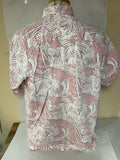 Mens KAHALA Hawaiian Islands Cotton Caribbean Camp XLarge Sail Boat Palm Pink Pocket