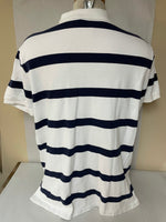 Mens RALPH  LAUREN Custom Fit POLO Cotton Short Sleeve Shirt XL Blue Stripe