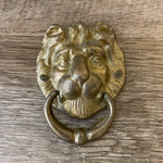 €€ Vintage Brass Lion Head Drop Ring Drawer Pull Door Knocker