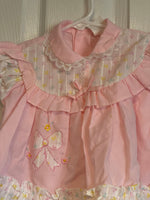 Vintage Girls Toddler 12 Mo Summer Spring Dress Pink & White With Bows by Cradle Togs