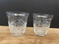 a** Vintage Set/11 Etched Glass Dessert Fruit Custard Berry Bowls Juice Cups Starburst