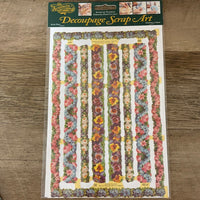 €€ NEW Vintage ARTIFACTS Victorian FLORAL BORDERS Decoupage Art 2 Sheets Decals Sealed