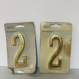 € Vintage Polished Brass Address Plaque 4” Number “2” Outdoor Perfect Home Sealed