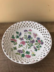 ~€ Vintage Macau Japanese Hand Painted China Porcelain Lace Edge Flowers Butterfly 9” Serving Bowl