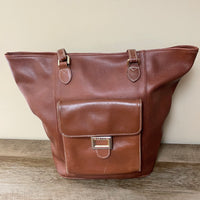 Womens KENAR Chestnut Brown Faux Leather Tote Handbag Purse