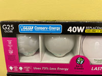 € (2) 4 Packs G25/40W Incandescent Globe Bulbs  White Decorative Conserv-Energy 238660