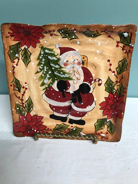 a** Santa Claus 9” Plate Tabletops Snowstorm Christmas Holiday