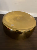 <€€ Gold Bowl Planter with White Enamel Interior 12” x 4”