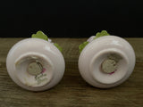 ~€ Vintage Denton Bone China Salt and Pepper Shakers Green with Pink Rose & Carnation Flowers