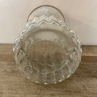 a** Large Ribbed Glass 9.5” Flower VASE On Round Base Clear Decor