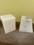 a** NEW Lot/6 Unscented Handcrafted Pillar CANDLES Ivory in 4 Styles & Shapes Volcanica