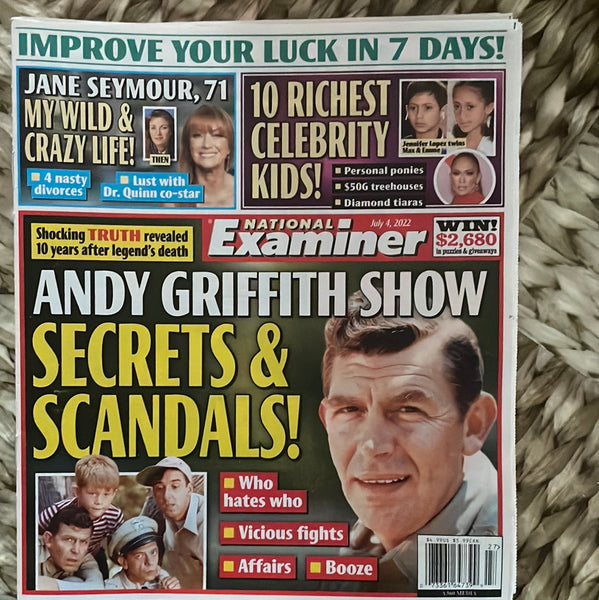 NEW NATIONAL EXAMINER Magazine July 4 2022 Andy Griffith Show Rich Celebrities Jane Seymour