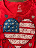 Girls Sz XS 4/5 Tank Tie Up Top Americana Red White Blue Sleeveless