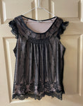 Womens Juniors CDW Creative Design Works Black Lace Overlay Dress Top Medium