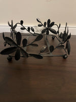Black Metal Square Napkin Holder Flower Petal Design