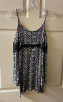 Womens Small PACSUN LA HEARTS Dress Black Print Straps Open Shoulder Bell Sleeves